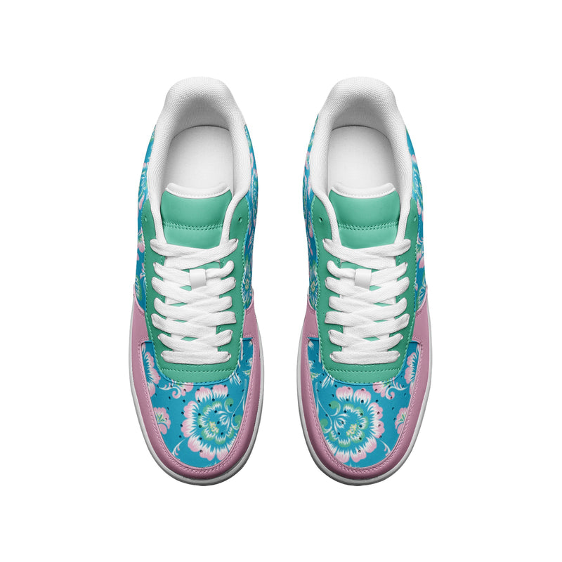 Floral Bouquet Unisex Low Top Leather Sneakers - Objet D'Art