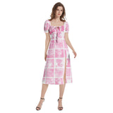 Puff Sleeve Split Thigh Midi Dress - Objet D'Art