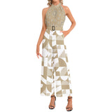 Halter Neck Buckle Belted Jumpsuit - Objet D'Art