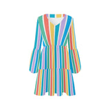 colorfully striped tropics V-Neck Loose Fit Dress (Model D62) - Objet D'Art