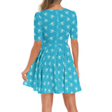 Short Sleeve Ruched Bust Flared Hem Dress - Objet D'Art