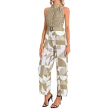 Halter Neck Buckle Belted Jumpsuit - Objet D'Art
