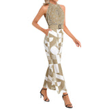 Halter Neck Buckle Belted Jumpsuit - Objet D'Art