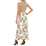 Halter Neck Buckle Belted Jumpsuit - Objet D'Art