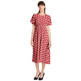 Short Sleeve Shirred Waist Midi Dress - Objet D'Art