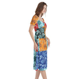 Puff Sleeve Split Thigh Midi Dress - Objet D'Art