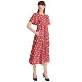 Short Sleeve Shirred Waist Midi Dress - Objet D'Art