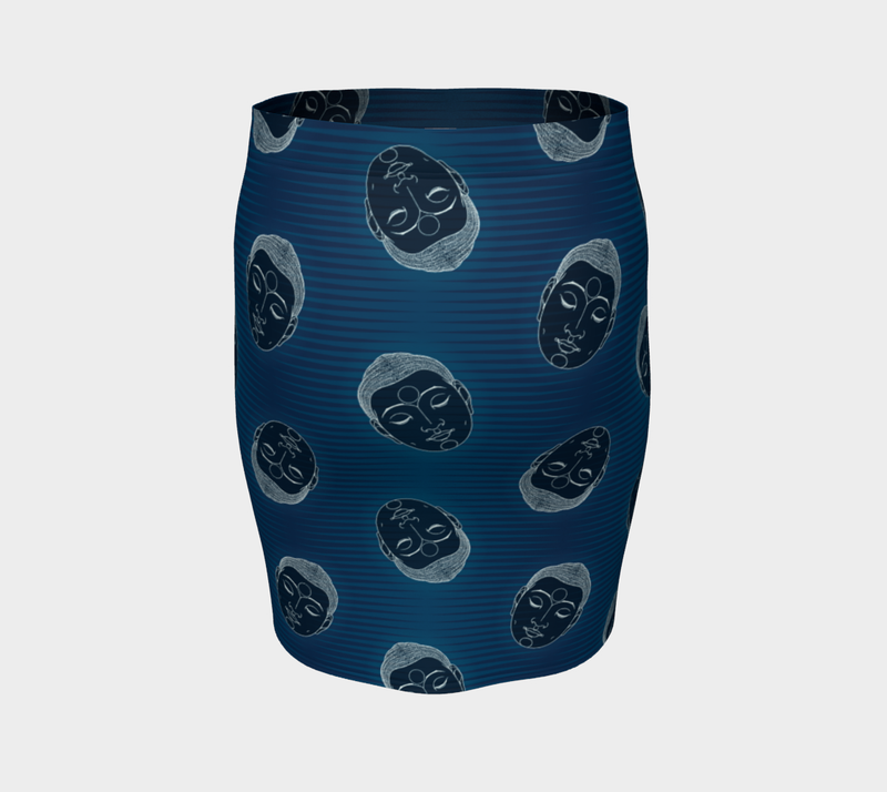 Buddha Head Fitted Skirt - Objet D'Art
