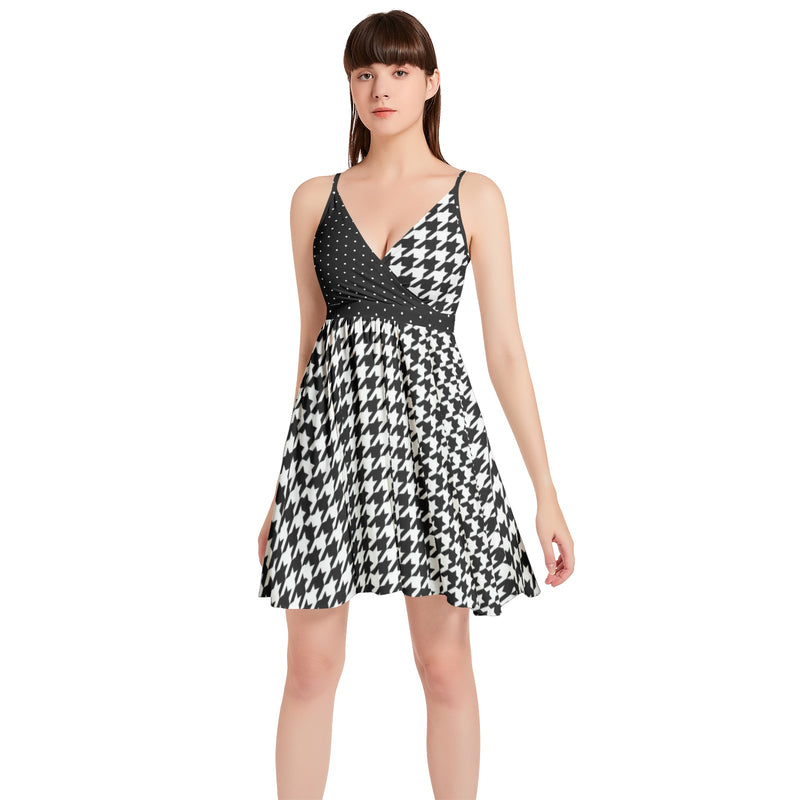 Spaghetti Strap Sleeveless Falred Hem Short Dress - Objet D'Art