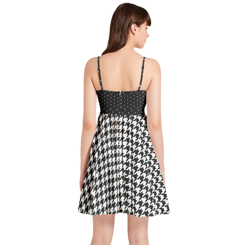 Spaghetti Strap Sleeveless Falred Hem Short Dress - Objet D'Art