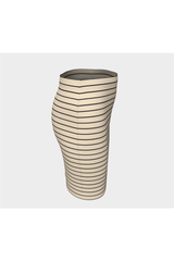 Striped Wheat-Colored Fitted Skirt - Objet D'Art