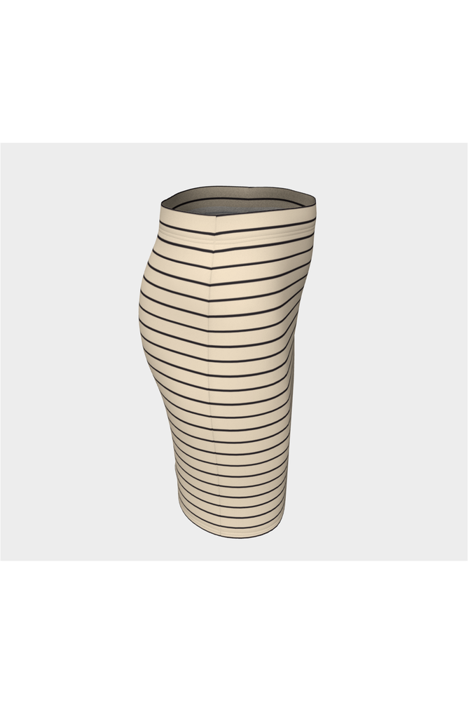Striped Wheat-Colored Fitted Skirt - Objet D'Art