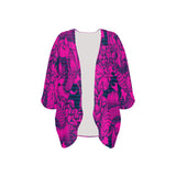 fuchsia pisces print 2 Women's Kimono Chiffon Cover Up (Model H51) - Objet D'Art