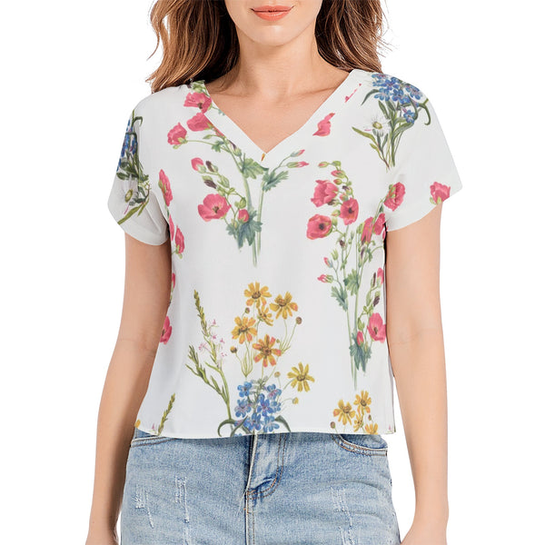 Batwing Sleeve V-Neck Top - Objet D'Art