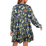 butterfly greek key print 2 V-Neck Loose Fit Dress (Model D66) - Objet D'Art