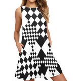 checker 9k Sleeveless A-Line Pocket Dress (Model D57) - Objet D'Art