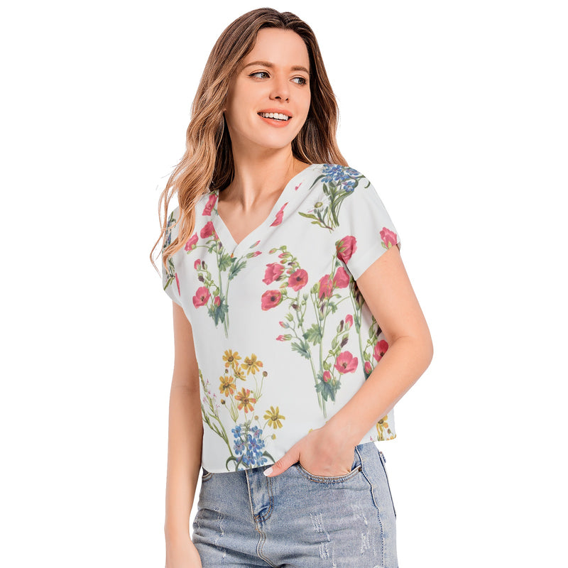 Batwing Sleeve V-Neck Top - Objet D'Art