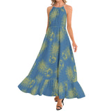 Ruffle Hem Halter Neck Maxi Dress - Objet D'Art