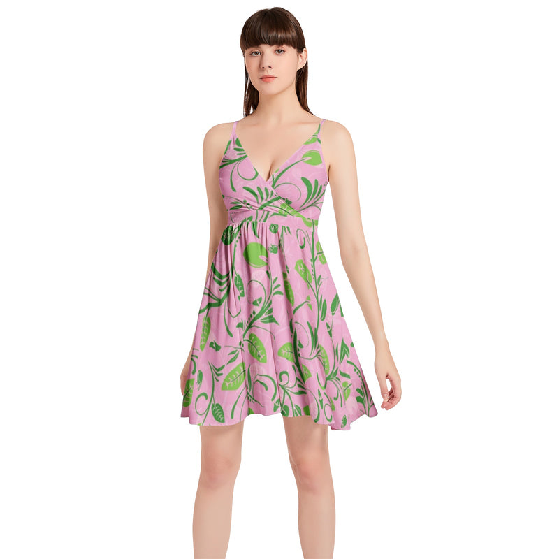Spaghetti Strap Sleeveless Falred Hem Short Dress - Objet D'Art