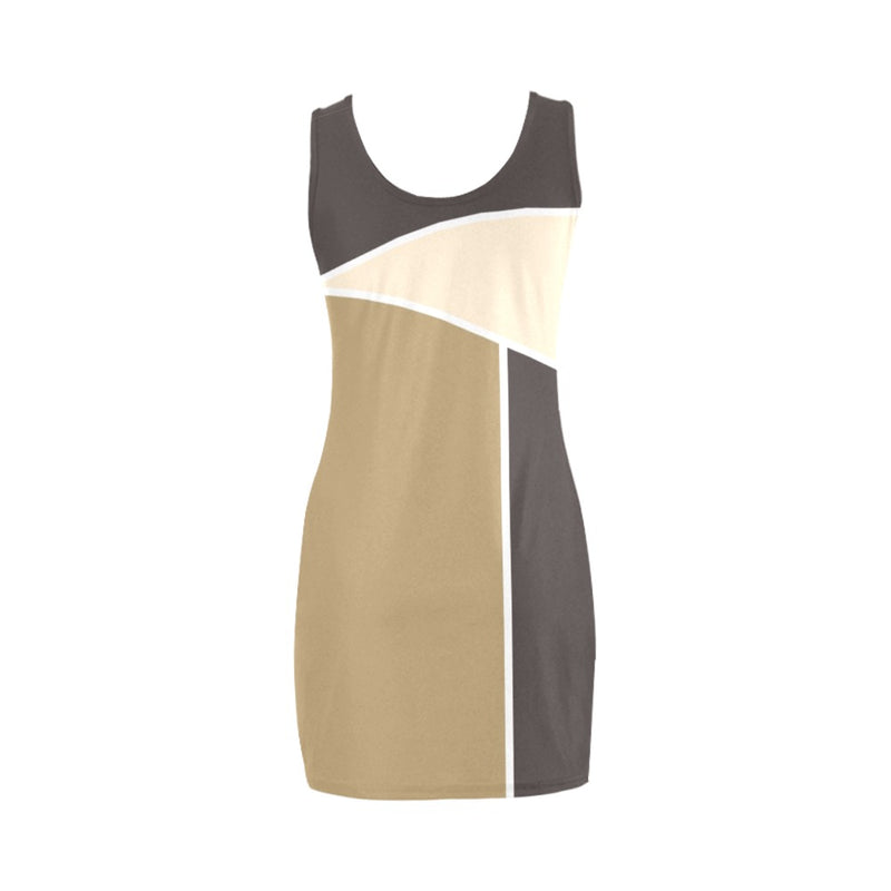 earthtone partitions print Medea Vest Dress (Model D06) - Objet D'Art