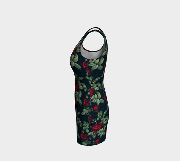 Rose Print Bodycon Dress - Objet D'Art