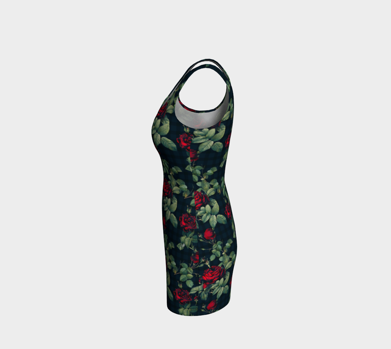 Rose Print Bodycon Dress - Objet D'Art