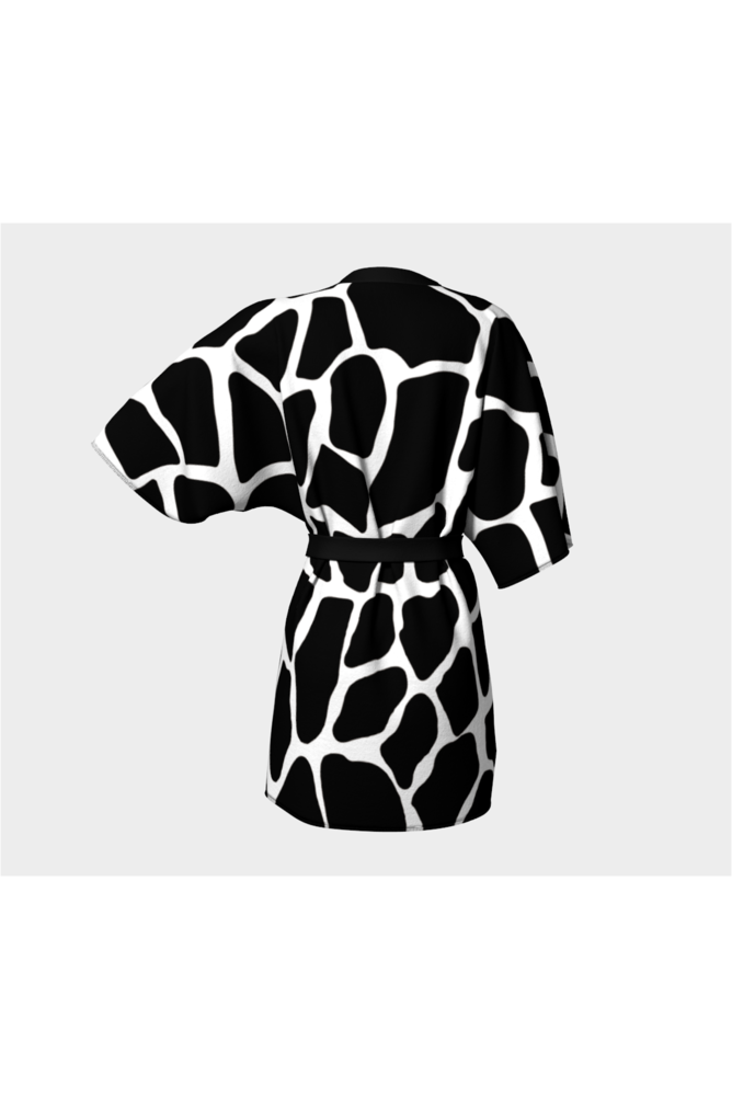Black Giraffe Print Kimono Robe - Objet D'Art