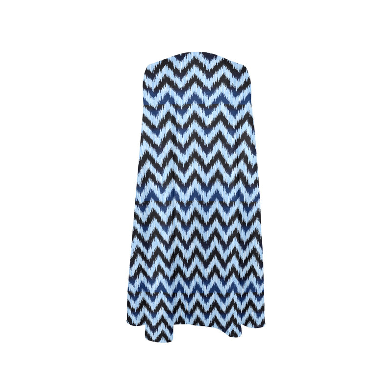 chevron blue print 3 Sleeveless A-Line Pocket Dress (Model D57) - Objet D'Art