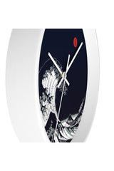 Big Blue Wave Little Red Moon Wall clock - Objet D'Art