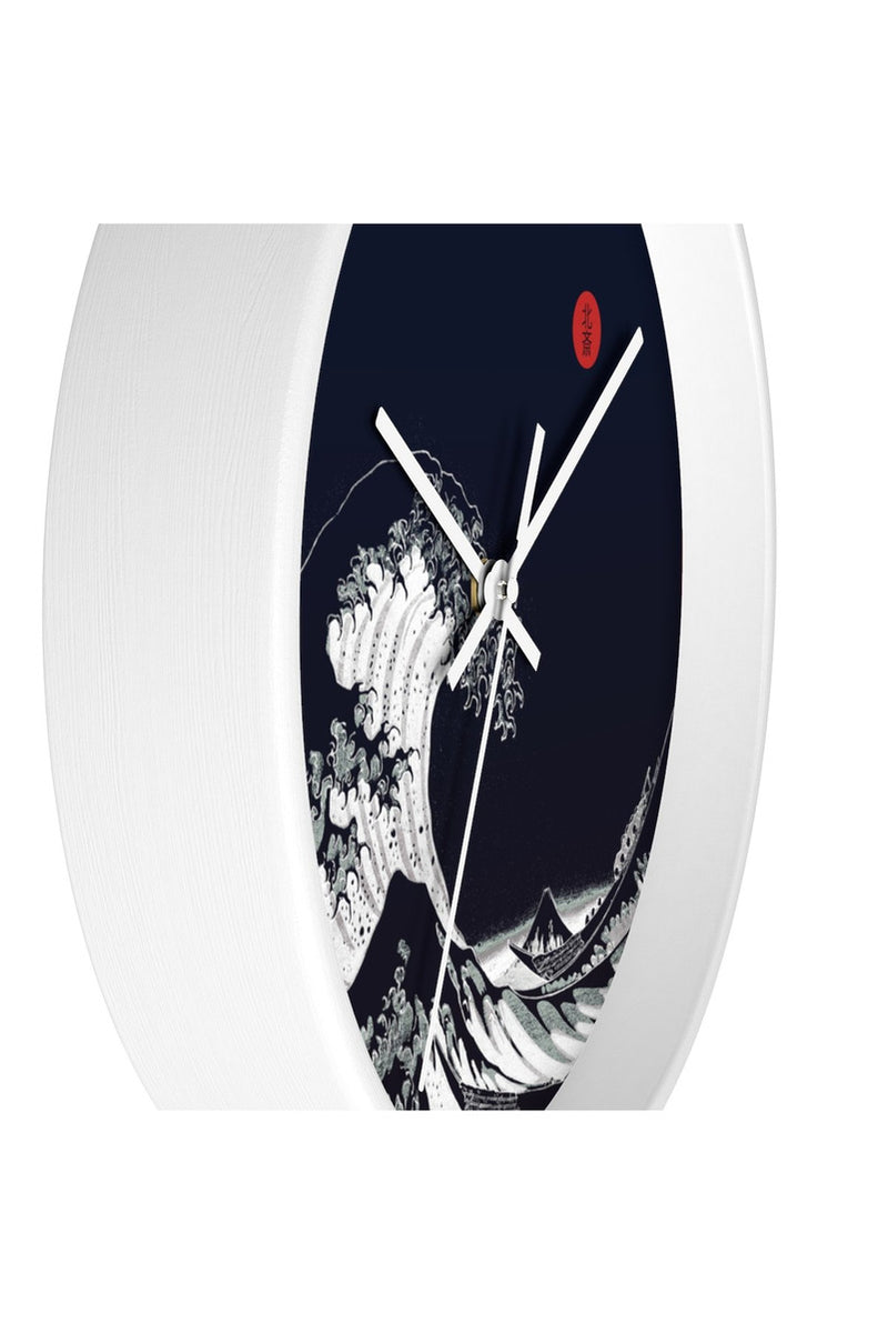 Big Blue Wave Little Red Moon Wall clock - Objet D'Art