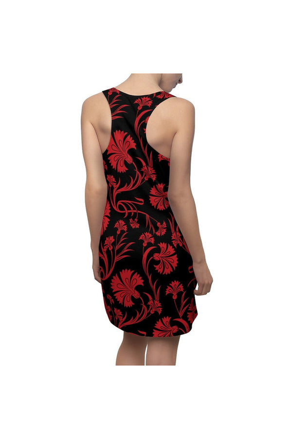 Crimson Floral Women's Racerback Dress - Objet D'Art