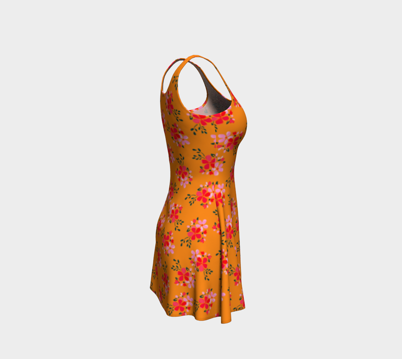 Fall Water Floral Flare Dress - Objet D'Art
