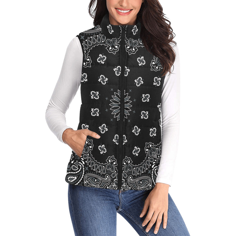 black bandana Women's Padded Vest Jacket - Objet D'Art