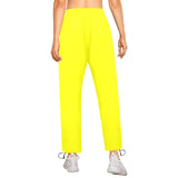Bright Yellow Athletic Crop Top Women's Quick Dry Cargo Sweatpants (Model L65) - Objet D'Art