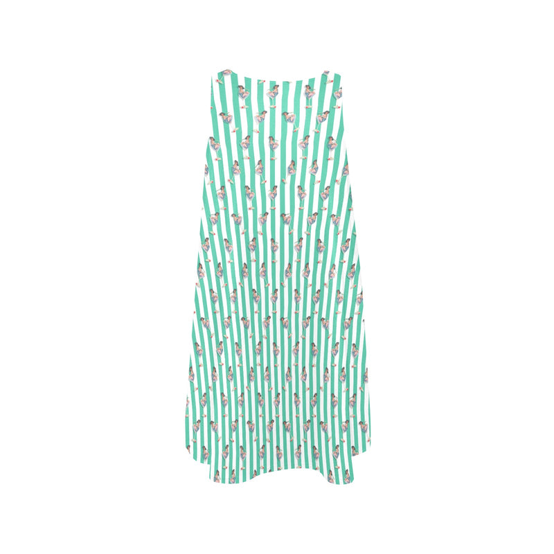 striped mint martini here is looking at you Sleeveless A-Line Pocket Dress (Model D57) - Objet D'Art
