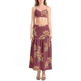 Tiger Lily Print Bralette Top and High Slit Thigh Skirt Set - Objet D'Art