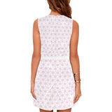 pink circles print 5 Eos Women's Sleeveless Dress (Model D01) - Objet D'Art