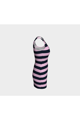 Pink & Blue Striped Bodycon Dress - Objet D'Art