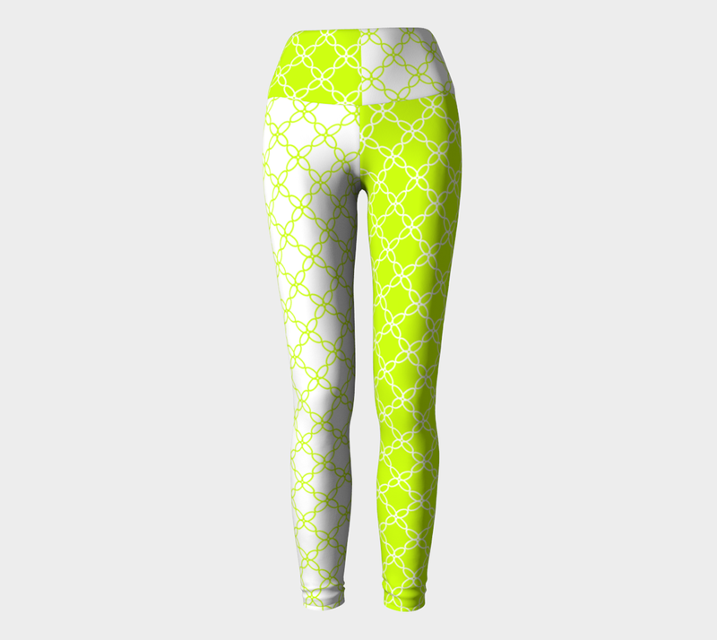 Neon Green Petals Yoga Leggings - Objet D'Art