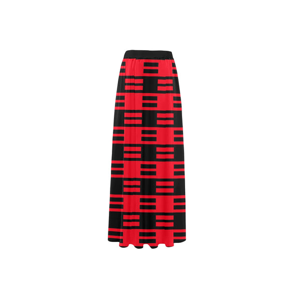 red black dashes print 2A High Slit Long Beach Dress (Model S40) - Objet D'Art