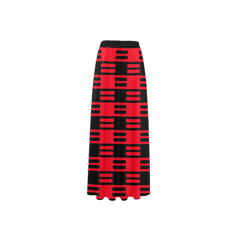 red black dashes print 2A High Slit Long Beach Dress (Model S40) - Objet D'Art