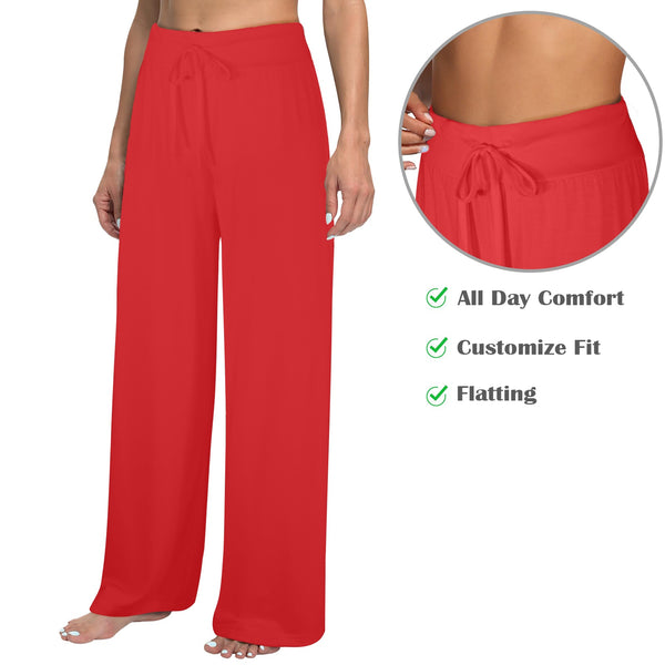 fashion red print 2 Women's Wide Leg Lounge Pants (Model L77)