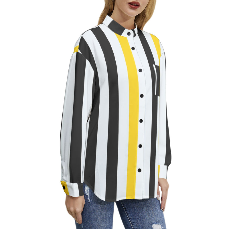 Swallowtail Long Sleeve Button Up Casual Shirt Top - Objet D'Art