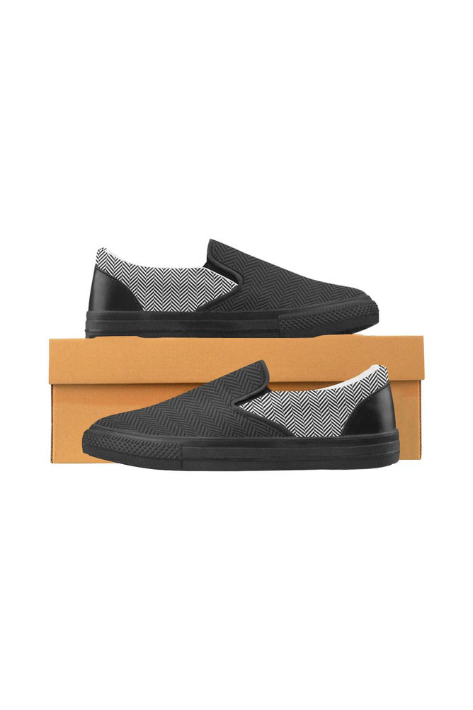 Herringbone Men's Slip-on Canvas Shoes (Model 019) - Objet D'Art