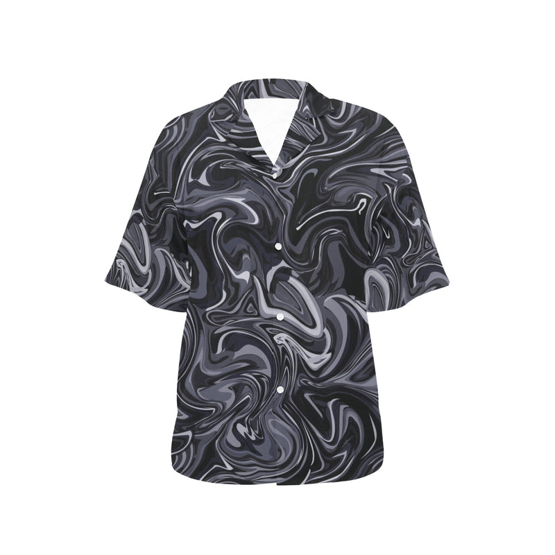 Swirling Ink Hawaiian Shirt for Women - Objet D'Art