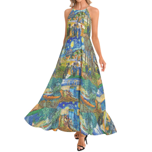 Ruffle Hem Halter Neck Maxi Dress - Objet D'Art