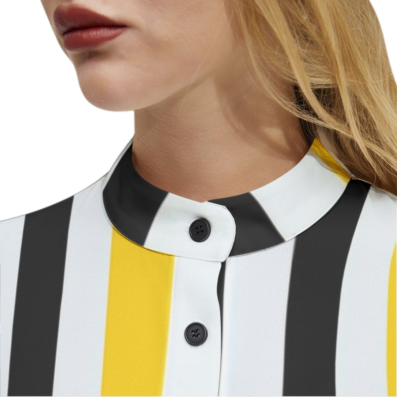 Swallowtail Long Sleeve Button Up Casual Shirt Top - Objet D'Art