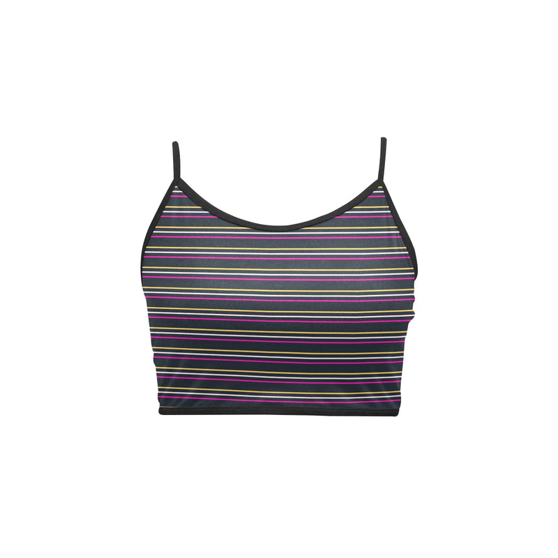 three striped color chained up Women's Spaghetti Strap Crop Top (Model T67) - Objet D'Art