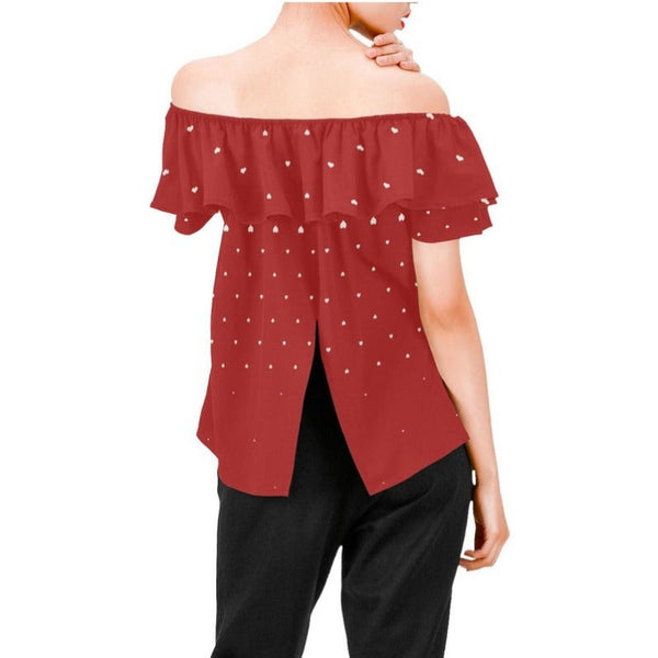 All Heart Women's Off Shoulder Blouse with Ruffle - Objet D'Art Online Retail Store
