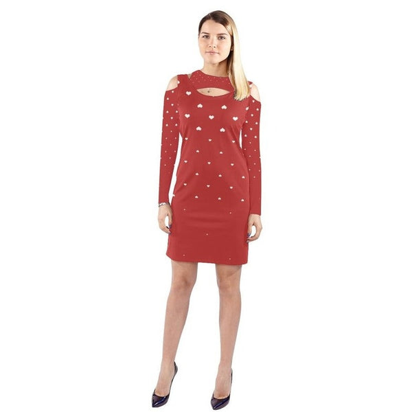 My Forever Valentine Cold Shoulder Long Sleeve Dress - Objet D'Art Online Retail Store